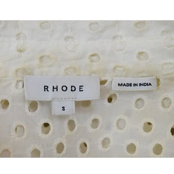 RHODE CIRCLE EYELET-EMBROIDERED BUTTON UP CREAM TOP - Picture 6 of 7